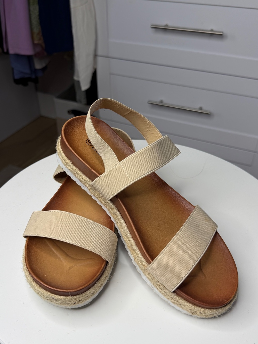 Dream Pairs Beige Strappy Espadrille Slingback Sandals